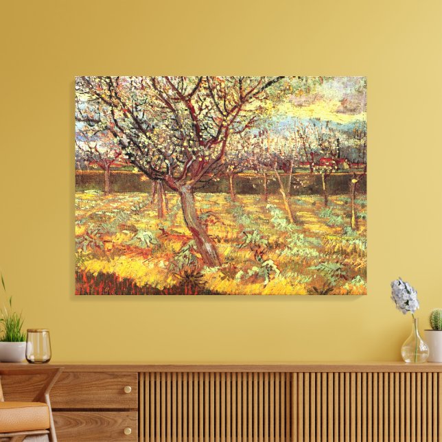 Apricot Trees in Blossom by Vincent van Gogh Canvas Print (Insitu(LivingRoom))
