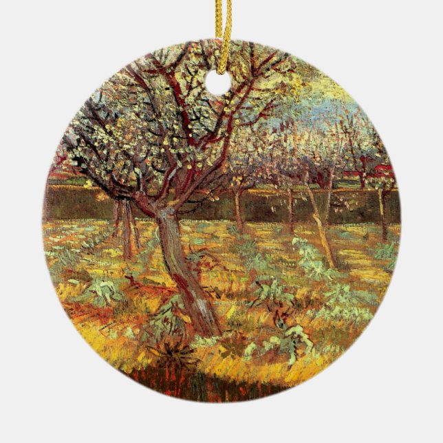 Apricot Trees in Blossom by Vincent van Gogh Ceramic Ornament (Front)