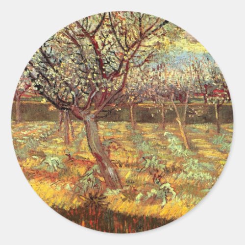 Apricot Trees in Blossom by Vincent van Gogh Classic Round Sticker
