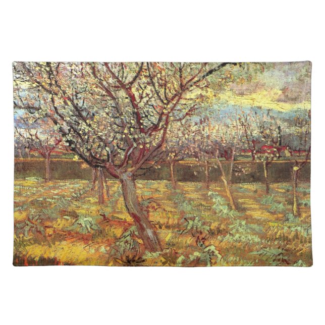 Apricot Trees in Blossom by Vincent van Gogh Cloth Placemat (Front)