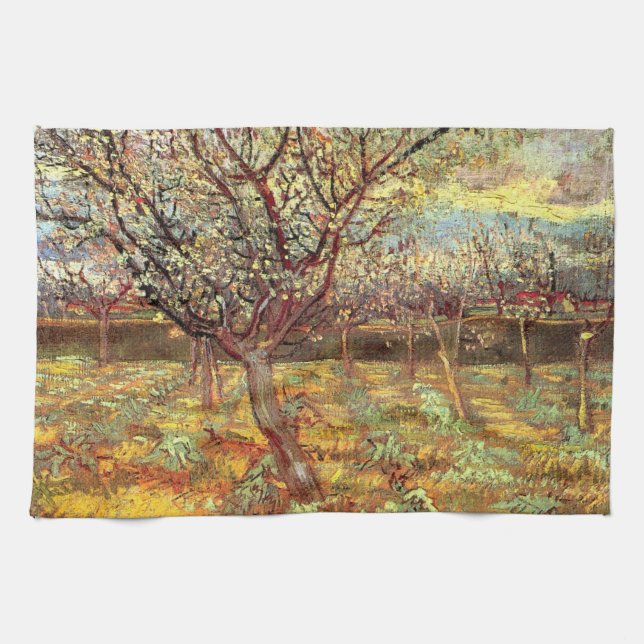 Apricot Trees in Blossom by Vincent van Gogh Kitchen Towel (Horizontal)