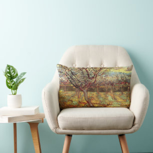 Apricot Trees in Blossom by Vincent van Gogh Lumbar Pillow