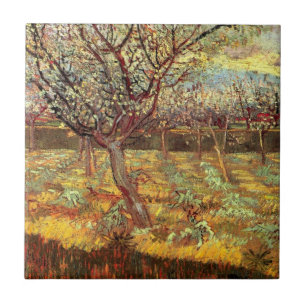 Apricot Trees in Blossom by Vincent van Gogh Tile