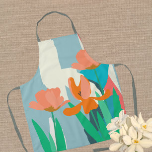 Apricot Tulips Artistic Modern Color Blocks Apron