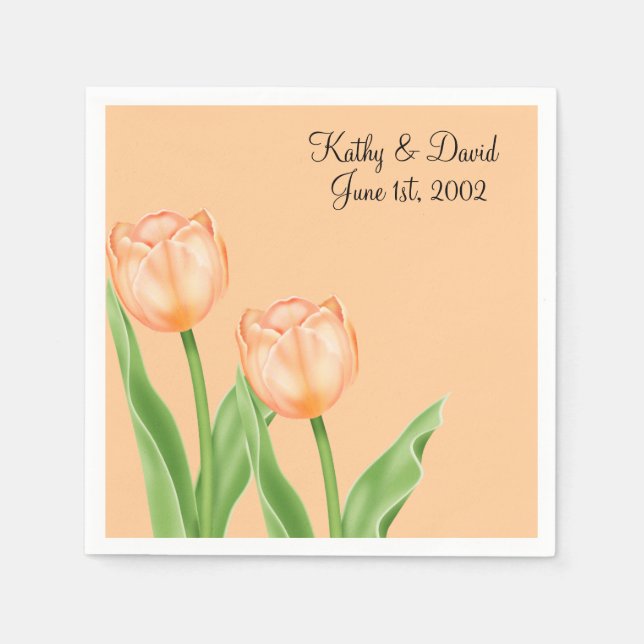 Apricot Tulips (Wedding) Paper Napkins (Front)