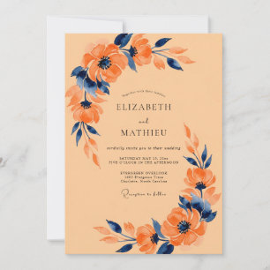 Apricot Vibrant Watercolor Wedding Invitation