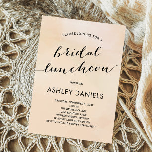 Apricot Watercolor Bridal Luncheon Invitation