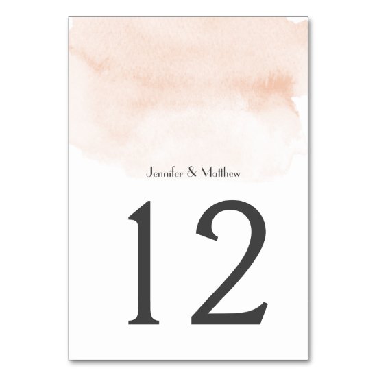 Apricot Watercolor Wash | Table Number