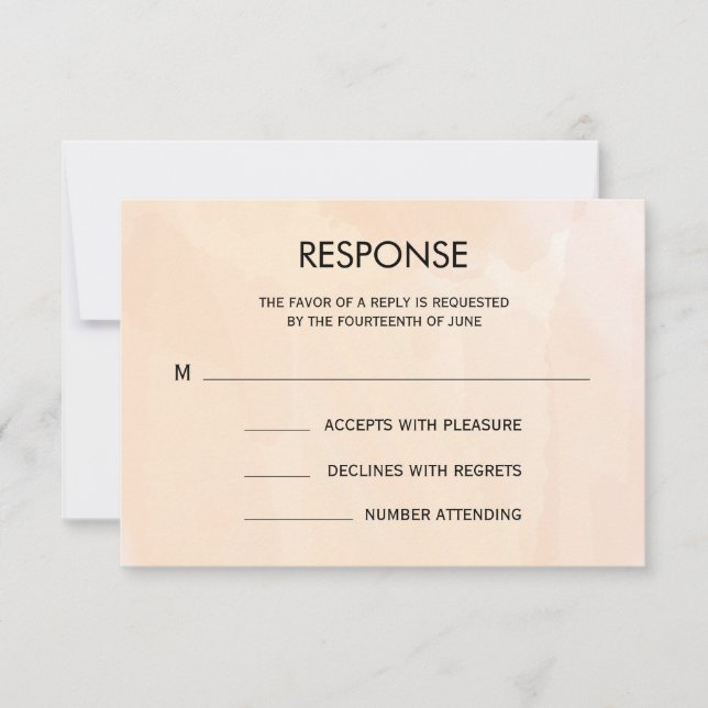 Apricot Watercolor Wedding Response Card for RSVP (Front)
