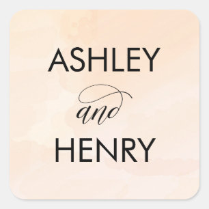 Apricot Watercolor Wedding Sticker, Peach Gift Tag