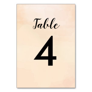 Apricot Watercolor Wedding Table Number Cards