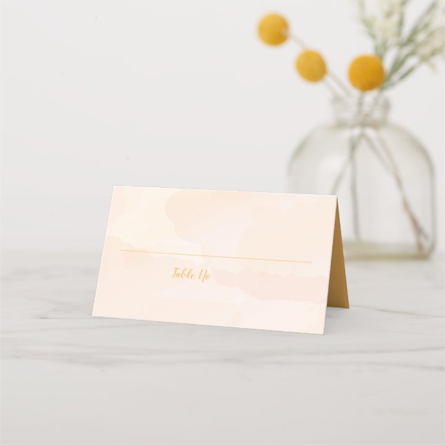 Apricot Watercolor Wedding Table Number Place Card (Front)