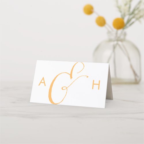 Apricot Watercolor Wedding Table Number Place Card