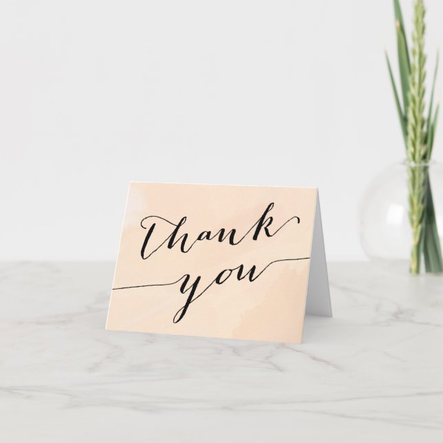 Apricot Watercolor Wedding Thank You Cards (Front)