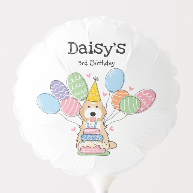 Apricot White Cockapoo Cavapoo Dog Birthday Party Balloon (Front)