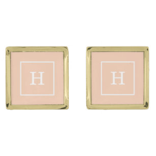 Apricot White Framed Initial Monogram Cufflinks