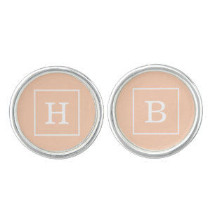Apricot White Framed Initial Monogram Cufflinks