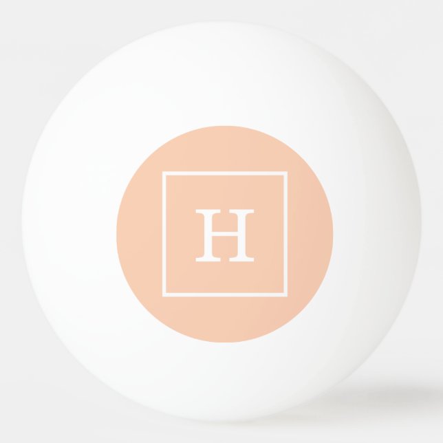 Apricot White Framed Initial Monogram Ping Pong Ball (Front)