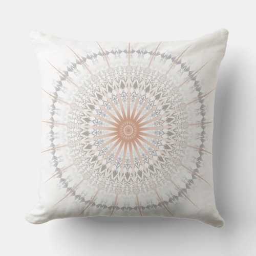 Apricot White Gray Geometric Mandala Modern Outdoor Pillow
