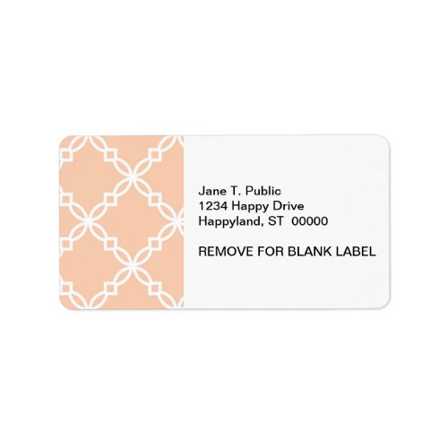 Apricot White Large Fancy Quatrefoil Pattern Label