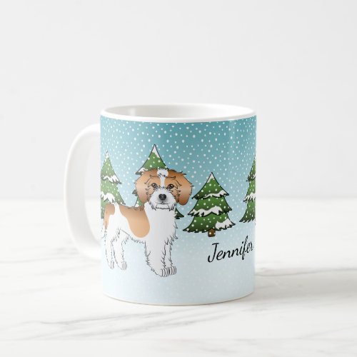 Apricot  White Mini Goldendoodle Winter Forest Coffee Mug