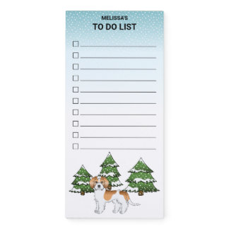 Apricot &amp; White Mini Goldendoodle Winter Forest Magnetic Notepad