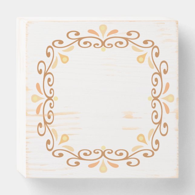 Apricot yellow and brown elegant quote frame wooden box sign (Front Horizontal)