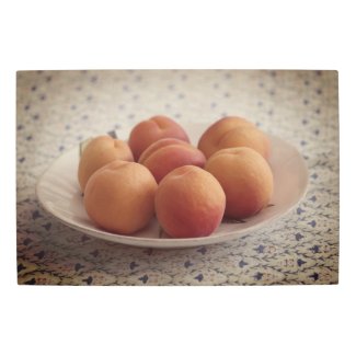 Apricots on a plate metal print