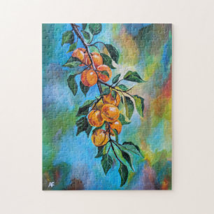 Apricots on a Summer Branch Painting by Alfred Fox Jigsaw Puzzle