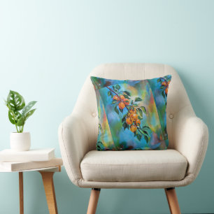 Apricots on a Summer Branch Painting by Alfred Fox Throw Pillow