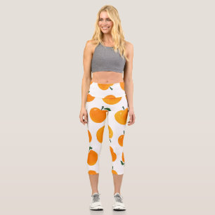 Apricots Watercolor White Background Vintage Capri Leggings