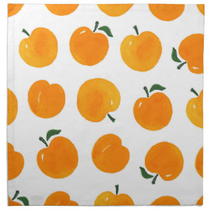 Apricots Watercolor White Background Vintage Cloth Napkin