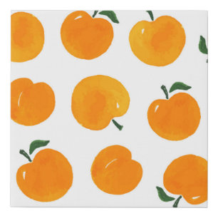 Apricots Watercolor White Background Vintage Faux Canvas Print