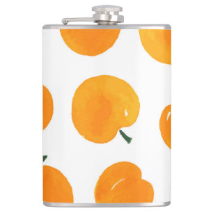 Apricots Watercolor White Background Vintage Flask