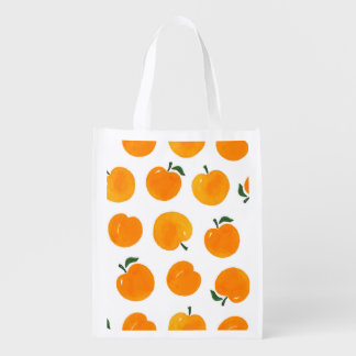 Apricots Watercolor White Background Vintage Grocery Bag