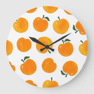 Apricots Watercolor White Background Vintage Large Clock
