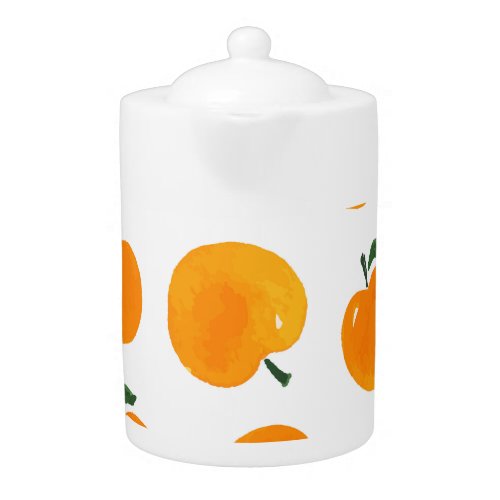 Apricots Watercolor White Background Vintage Teapot