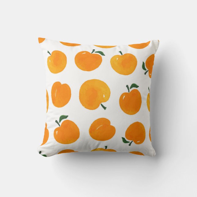 Apricots Watercolor White Background Vintage Throw Pillow (Front)
