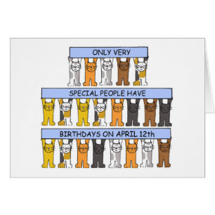 April 12th Birthday Cartoon Cats Cards