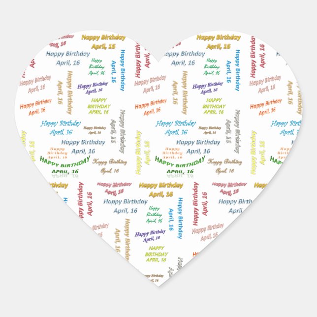 April, 16 Birthday Sticker (Front)