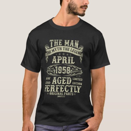 April 1958 67th Birthday For Men 67 Year Old Bday T-Shirt