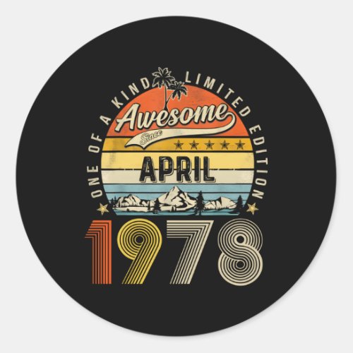April 1978 45Th 45 Classic Round Sticker