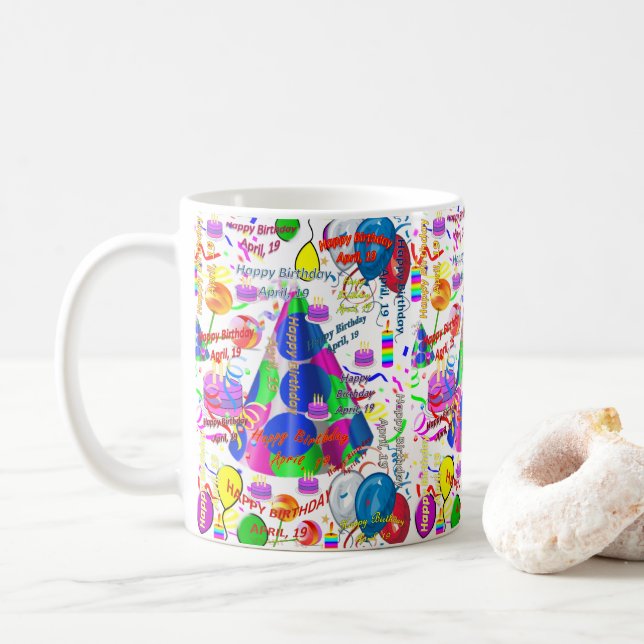 April, 19 Birthday Mug (With Donut)