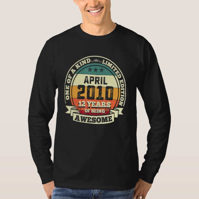 April 2010 12th Birthday  12 Years Of Being Awesom T-Shirt (Front)
