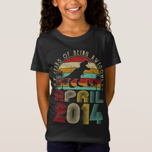 April 2014 Boy Kids 7th Birthday Dinosaur T_Rex T_Shirt