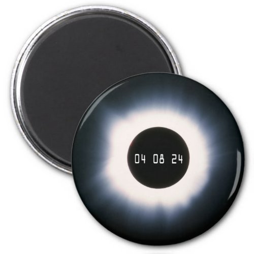 April 2024 Total Solar Eclipse in Black and White Magnet