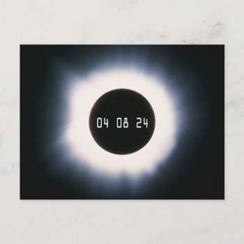 April 2024 Total Solar Eclipse In Black And White Postcard by GigaPacket at Zazzle