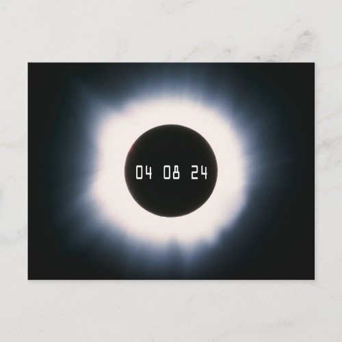 April 2024 Total Solar Eclipse in Black and White Postcard