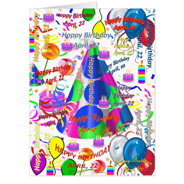 April, 22 Birthday Card, Large Birthday Card (Front)