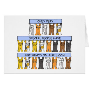 April 22nd Birthday Cute Cartoon Cats Cards